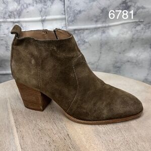 Madewell Brenner Brown Leather Ankle Boots Womens 8 Block Heel